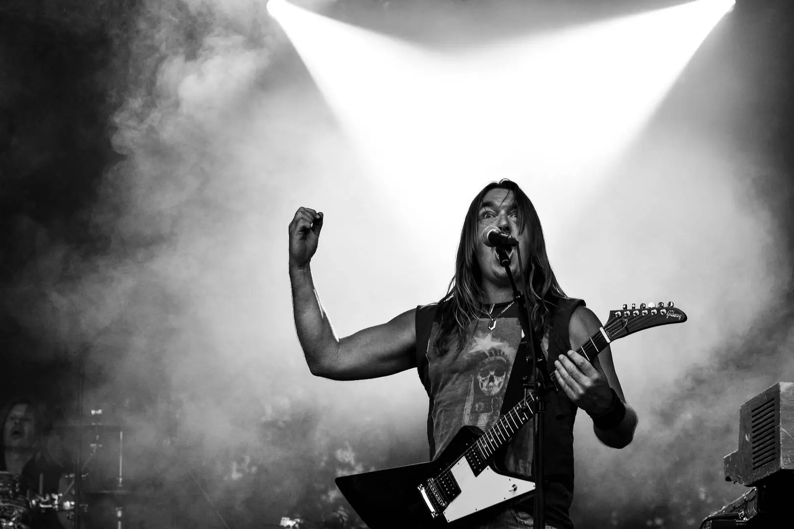 Rock singer performing on stage